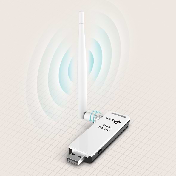 כרטיס רשת TP-LINK TL-WN722N 150Mbps Wireless USB - צבע לבן שלוש שנות אחריות ע"י יבואן רשמי