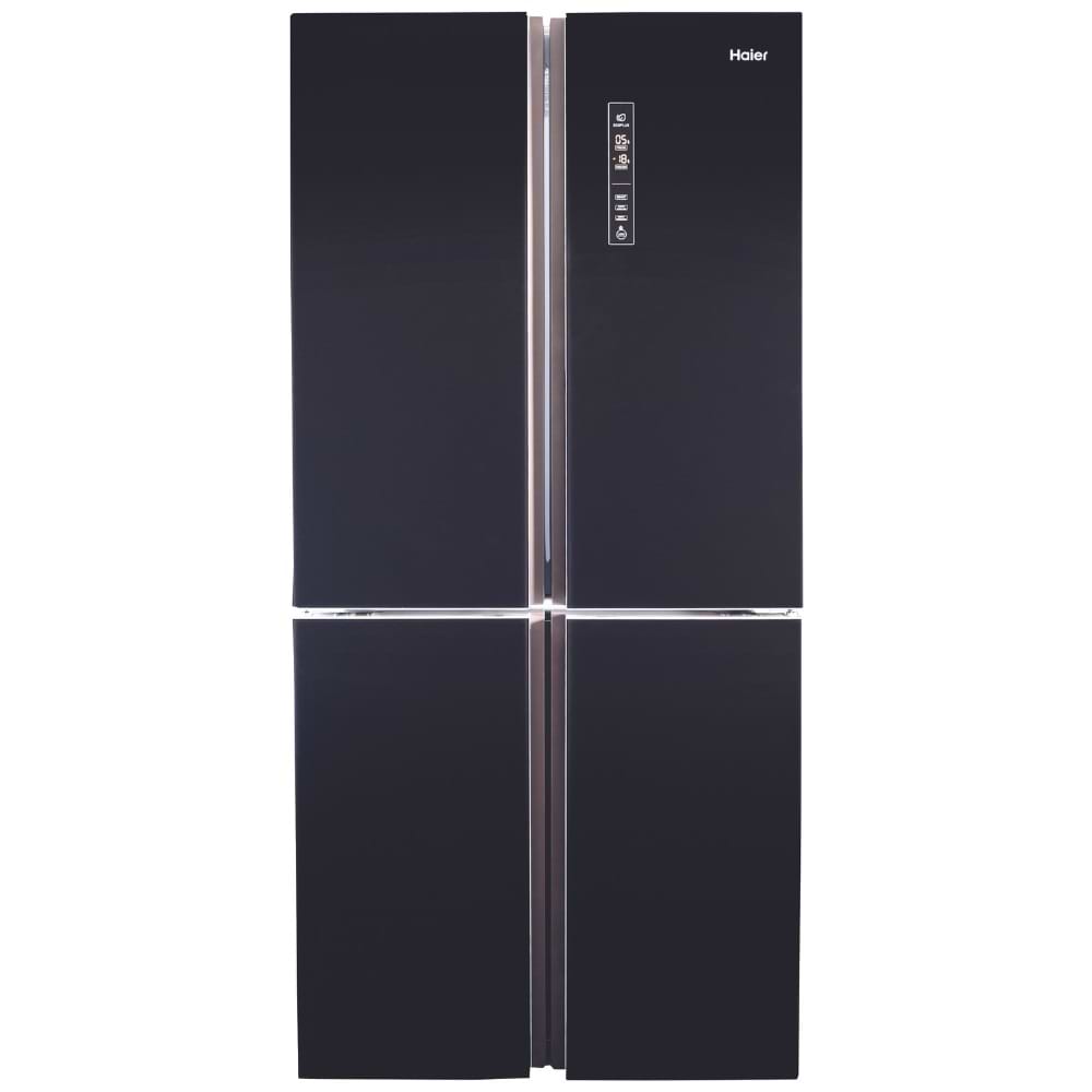 מקרר 4 דלתות מקפיא תחתון 519 ליטר נטו Haier HRF-5500FB - גימור זכוכית שחורה אחריות ע