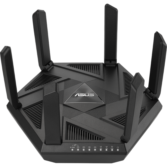 ראוטר אלחוטי Asus RT-AXE7800 WiFi 6E - צבע שחור שלוש שנות אחריות עי היבואן הרשמי