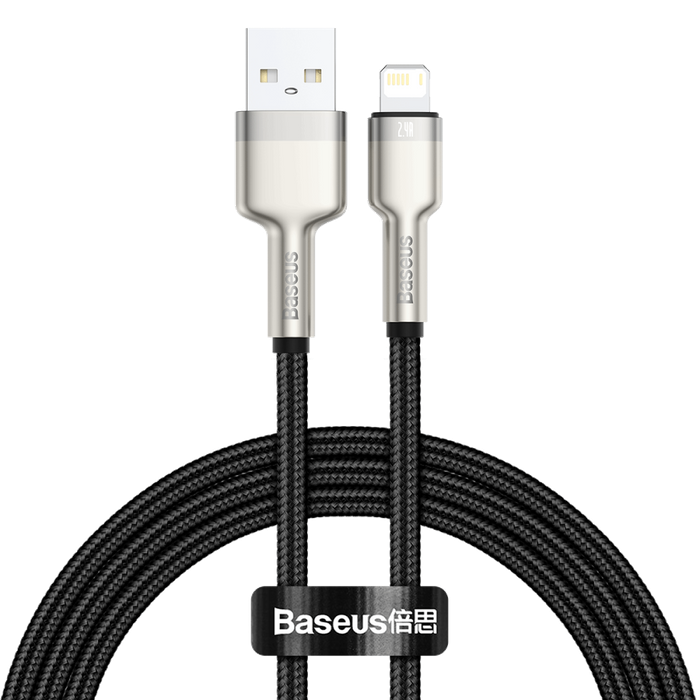 כבל טעינה מעביר נתונים באורך 1 מטר Baseus Cafule USB to IPhone 2.4A - צבע שחור שנה אחריות עי היבואן הרשמי