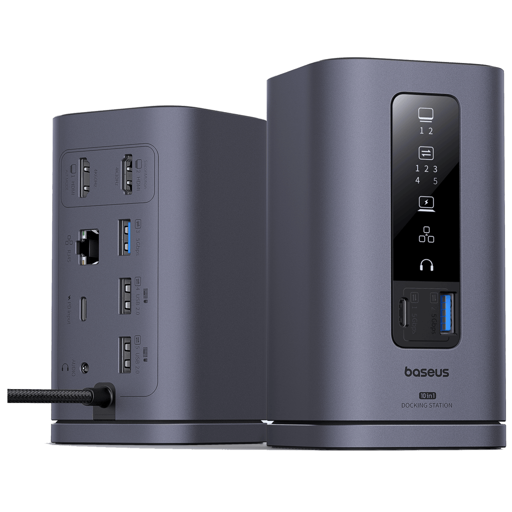 תחנת עגינה Baseus Spacemate 10-in-1 - צבע שחור שנה אחריות ע