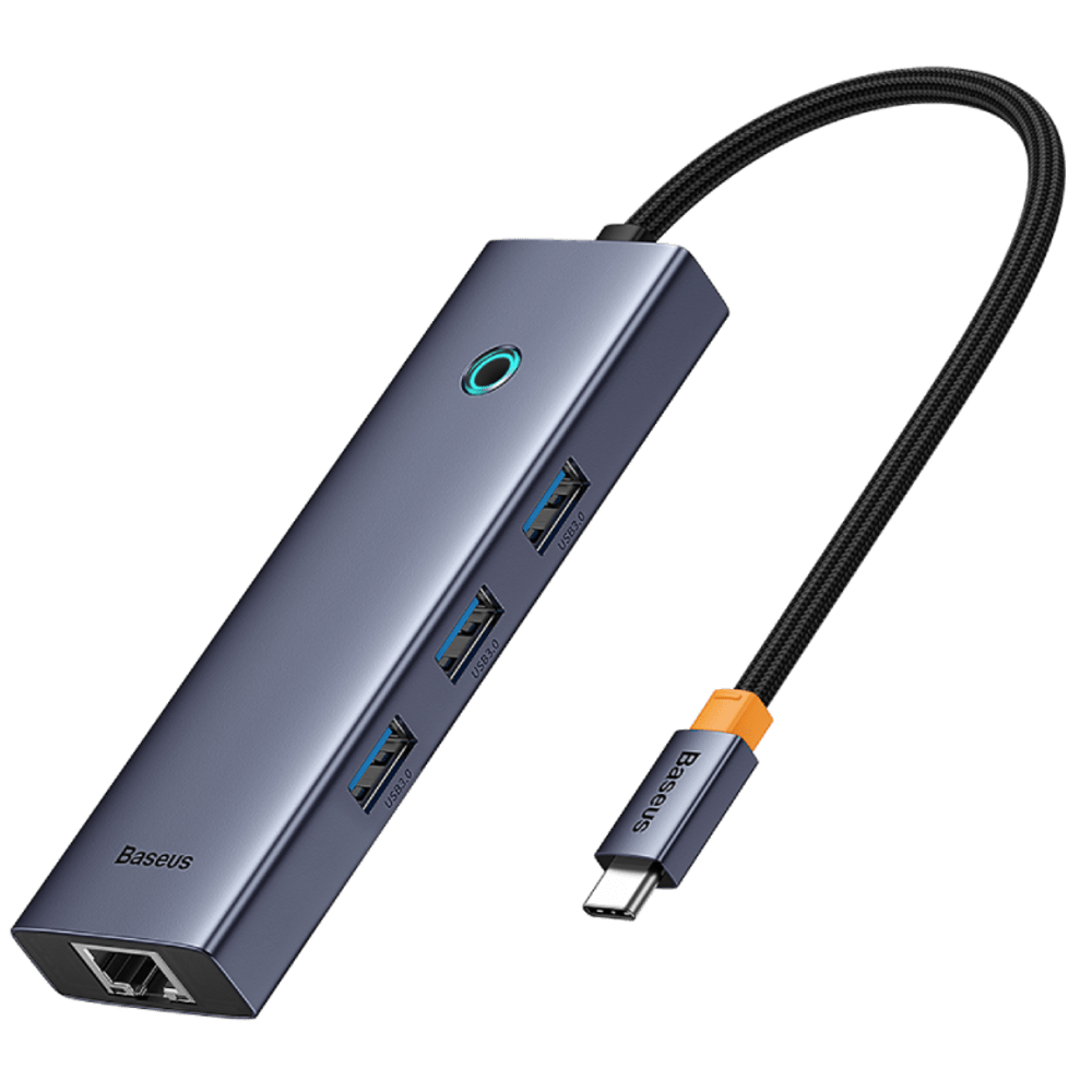 תחנת עגינה 7 כניסות ב-1 Baseus 7-Port HUB - צבע אפור שנה אחריות ע