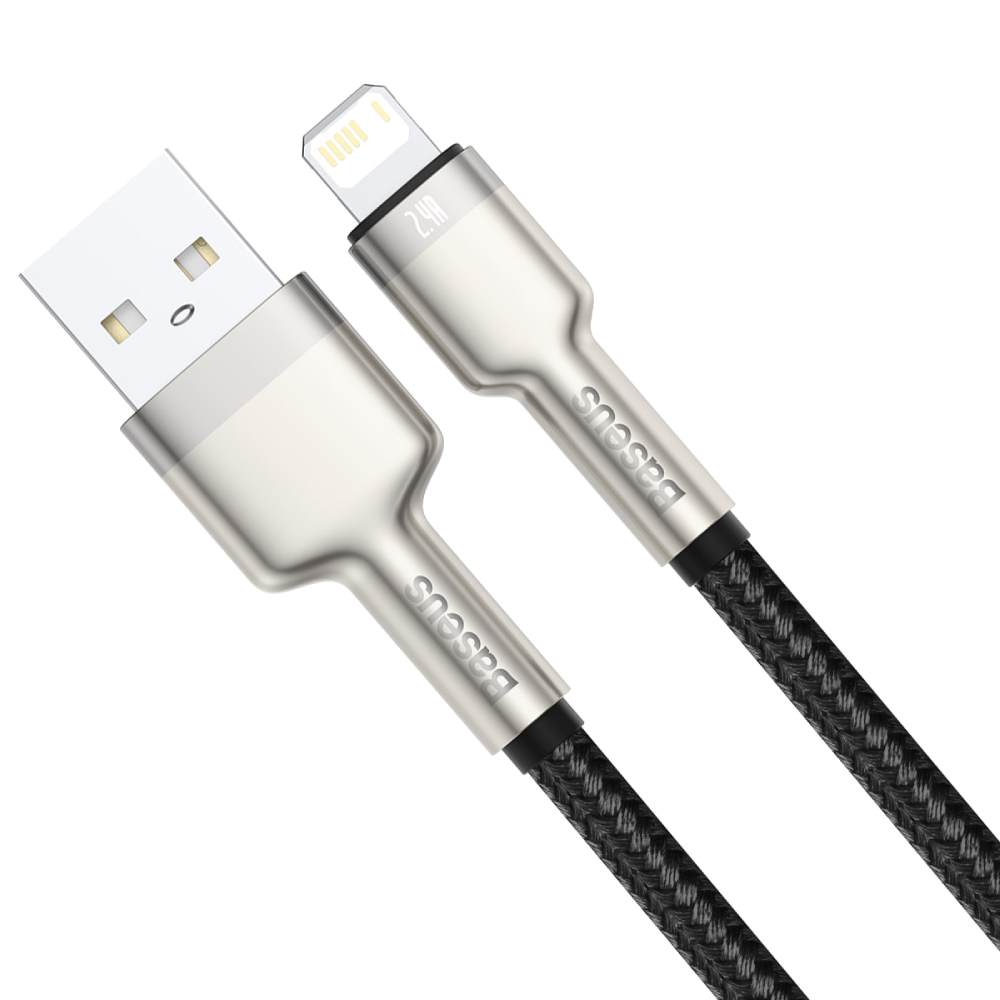 כבל טעינה וסנכרון באורך 1 מטר Baseus Cafule USB to IPhone 2.4A - צבע שחור שנה אחריות ע