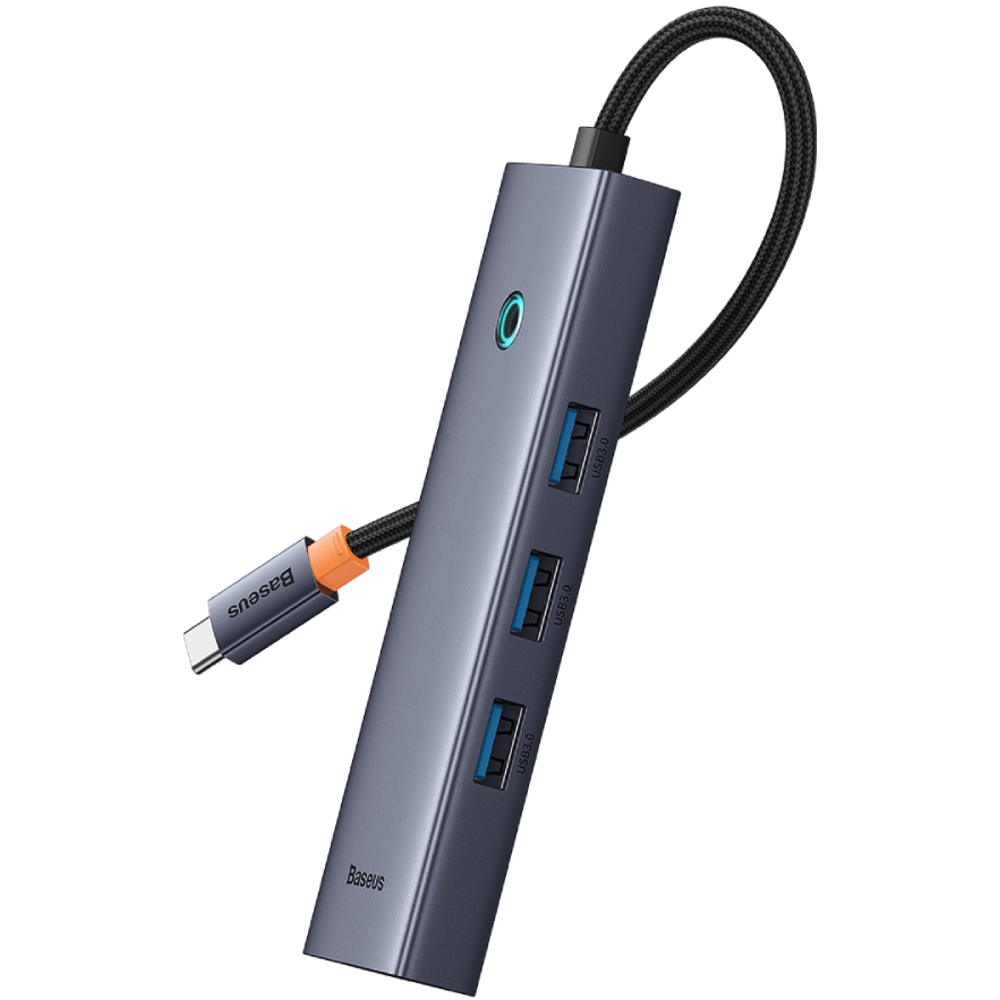 תחנת עגינה 7 כניסות ב-1 Baseus 7-Port HUB - צבע אפור שנה אחריות ע