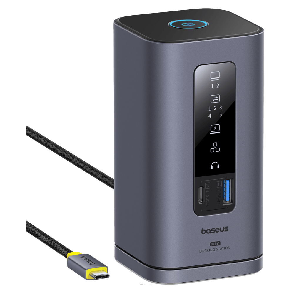 תחנת עגינה Baseus Spacemate 10-in-1 - צבע שחור שנה אחריות ע