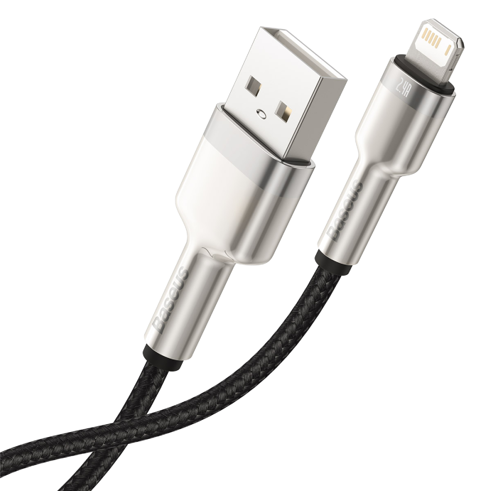 כבל טעינה וסנכרון באורך 1 מטר Baseus Cafule USB to IPhone 2.4A - צבע שחור שנה אחריות ע
