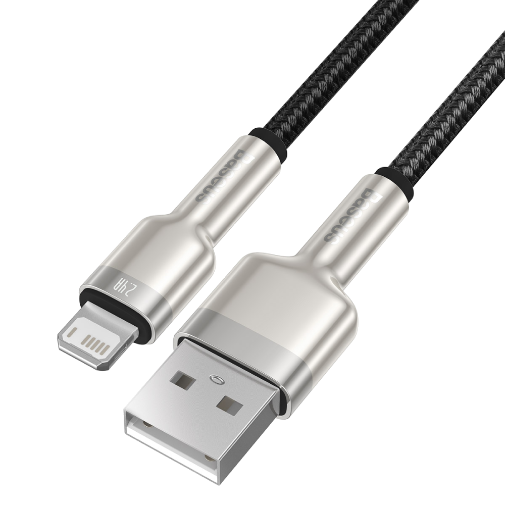 כבל טעינה וסנכרון באורך 1 מטר Baseus Cafule USB to IPhone 2.4A - צבע שחור שנה אחריות ע