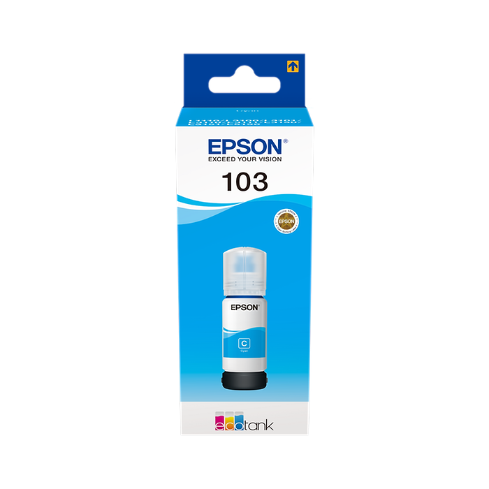 בקבוק דיו מקורי 65 מל Epson EcoTank 103 Cyan Ink Bottle - צבע תכלת