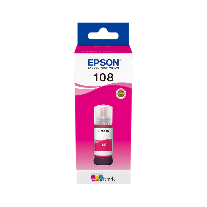 בקבוק דיו מקורי 70 מל Epson EcoTank 108 Magenta ink bottle - צבע מגנט'ה