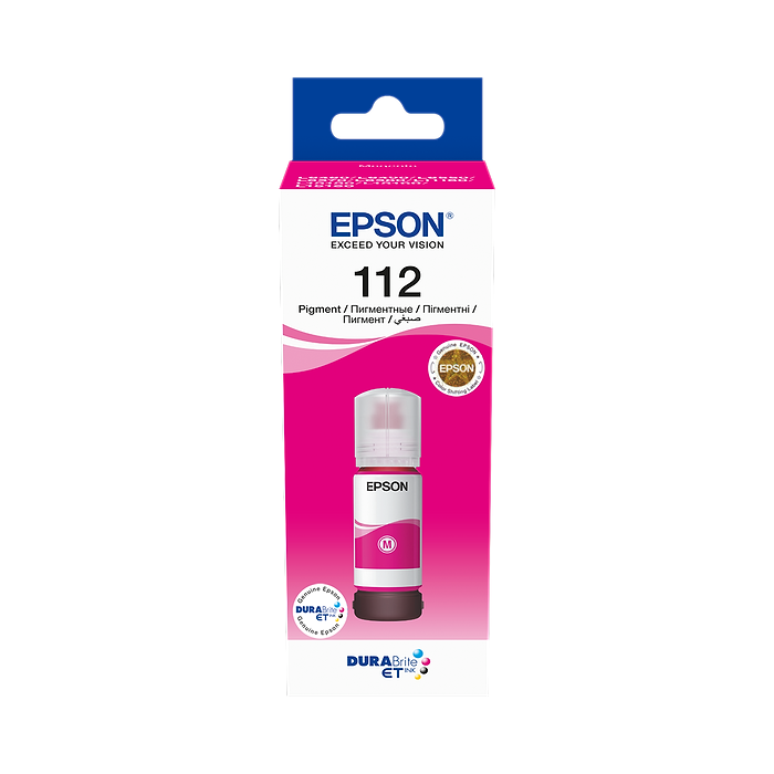 בקבוק דיו מקורי 70 מל Epson EcoTank 112 Magenta Ink Bottle - צבע מגנט'ה