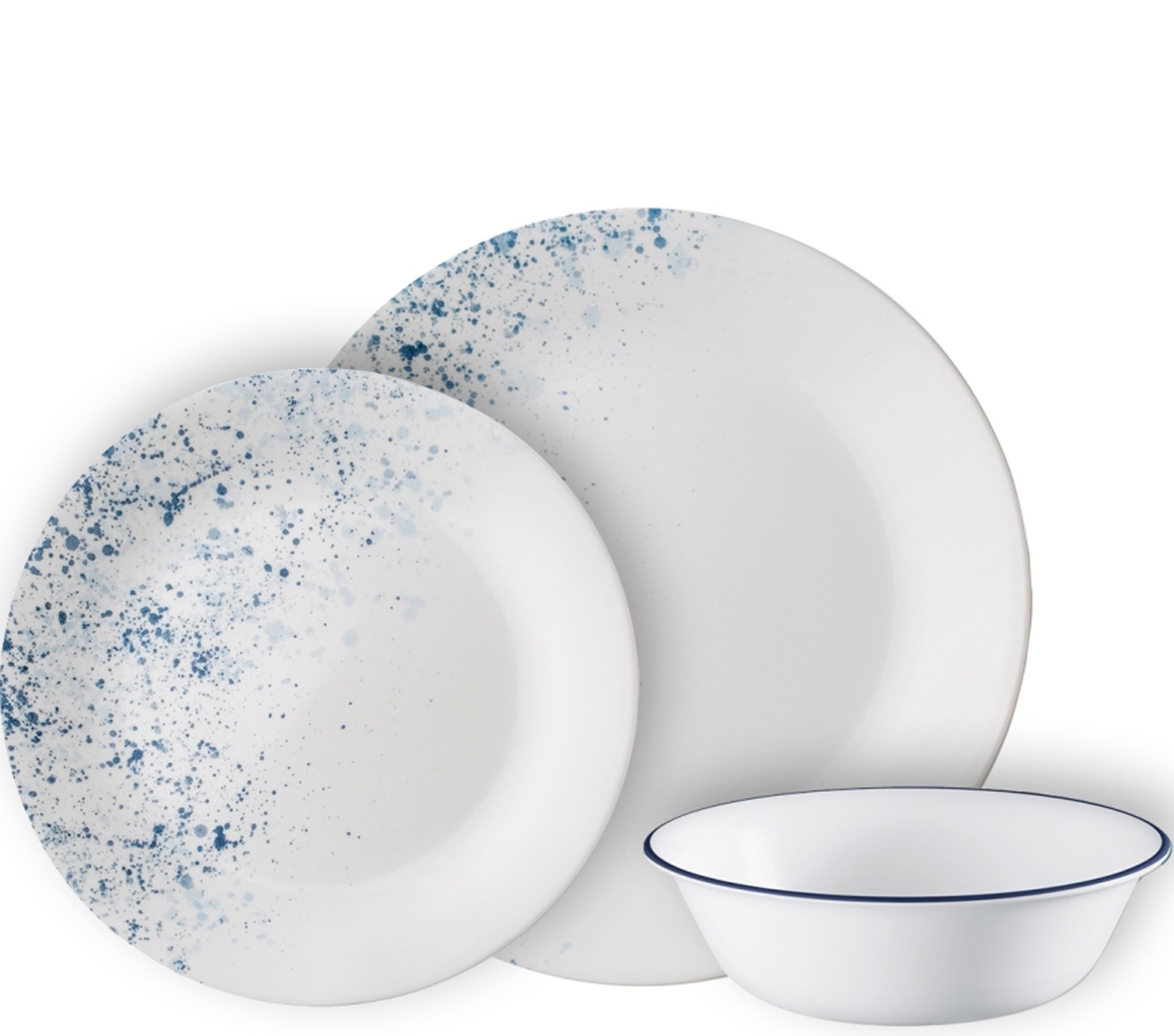 סט צלחות קורל 36 חלקים ל-12 סועדים דגם Indigo Speckle תוצרת קורנינג ארה