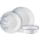 סט צלחות קורל 36 חלקים ל-12 סועדים דגם Indigo Speckle תוצרת קורנינג ארה"ב – הצלחות הדקות והחזקות בעולם!