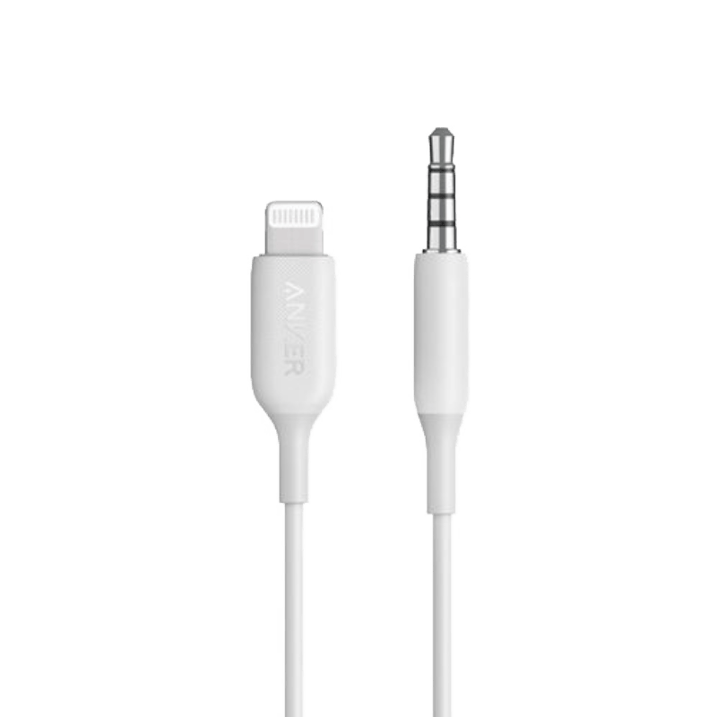 כבל Anker Audio cable 3.5 mm to Lightning - באורך 1 מטר צבע לבן אחריות ע