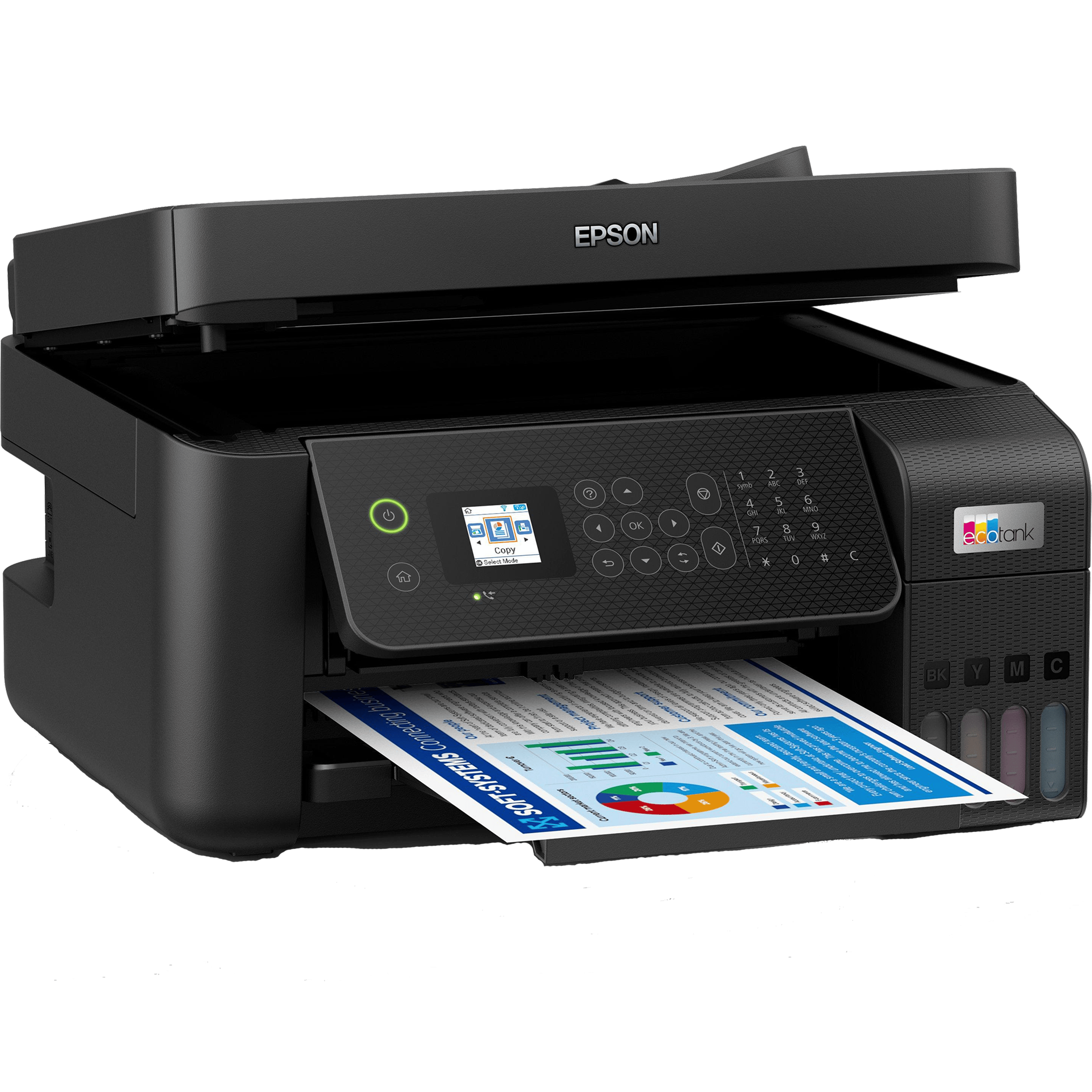 מדפסת אלחוטית משולבת 4 ב-1 עם פקס Epson EcoTank L5290 - צבע שחור שלוש שנות אחריות ע