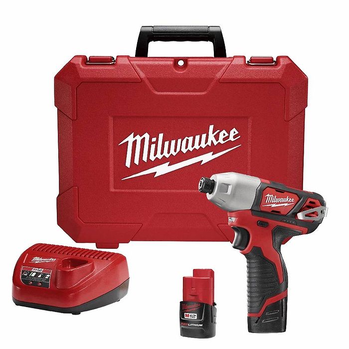 מברגת אימפקט 12V עם 2 סוללות 2AH ומטען  2462-22-2AH / M12 BID  MILWAUKEE