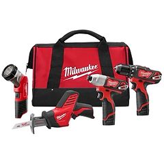 סט 4 חלקים 12V עם 2 סוללות 2AH ומטען 2498-24 / M12 SET MILWAUKEE