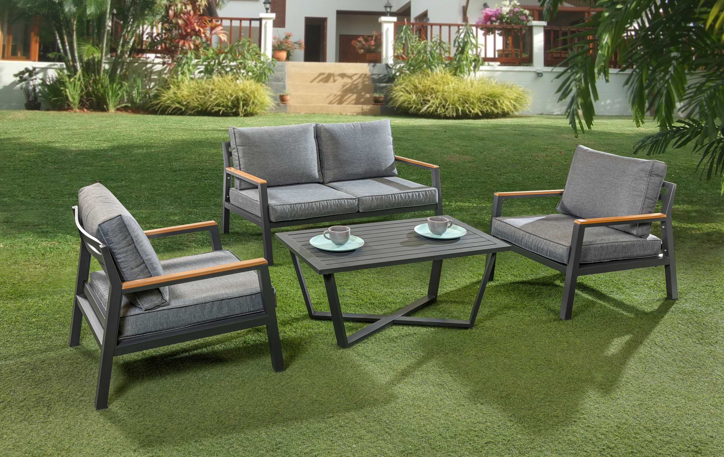 מערכת ישיבה גוף אלומיניום דגם זנזיבר אפור AUSTRALIA GARDEN