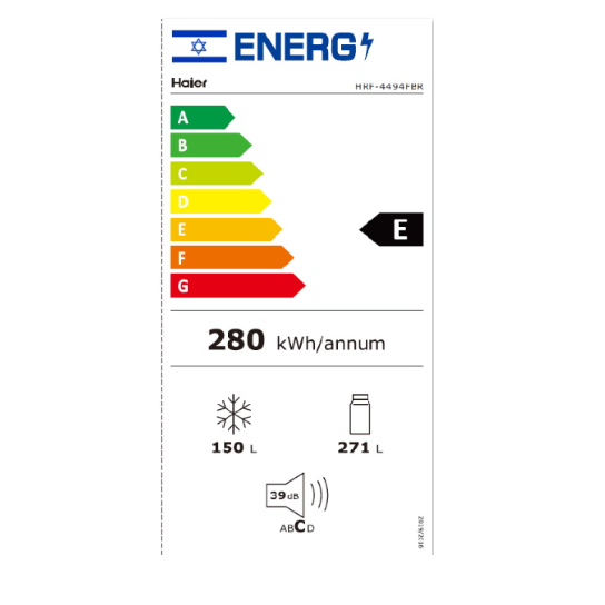מקרר 4 דלתות Haier HRF4494FB - גימור זכוכית שחורה אחריות ע