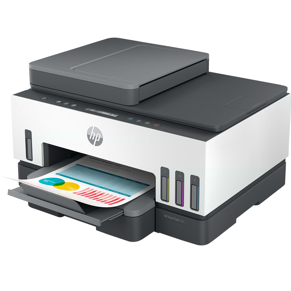 מדפסת אלחוטית משולבת  HP Smart Tank 750 AiO - צבע לבן שלוש שנות אחריות ע