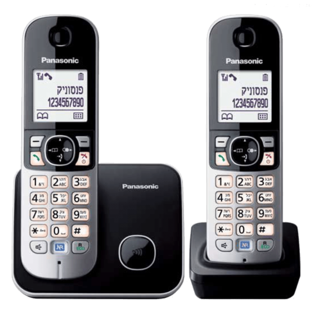 טלפון אלחוטי Panasonic KX-TG6812 - צבע שחור שנתיים אחריות ע