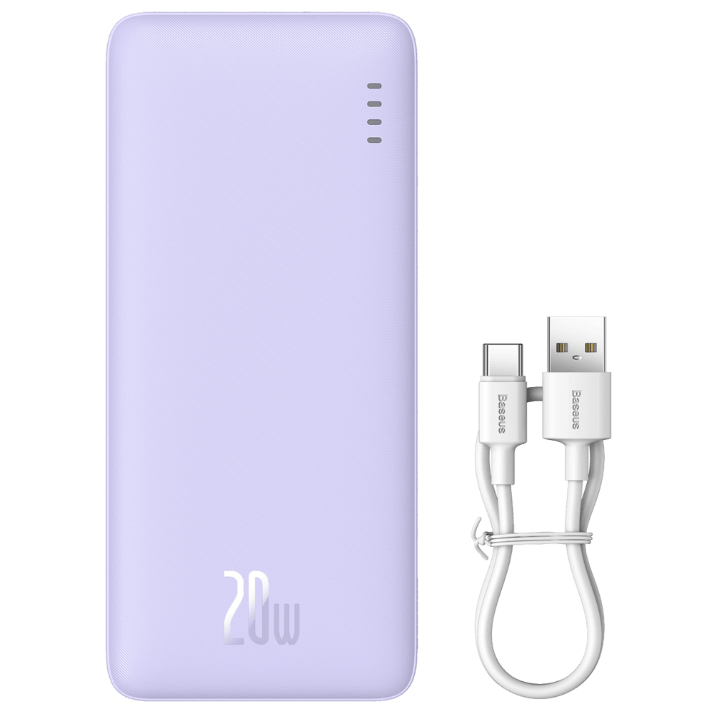 סוללת גיבוי Baseus Airpow Fast Charge 20000mAh 20W - צבע סגול שנה אחריות ע