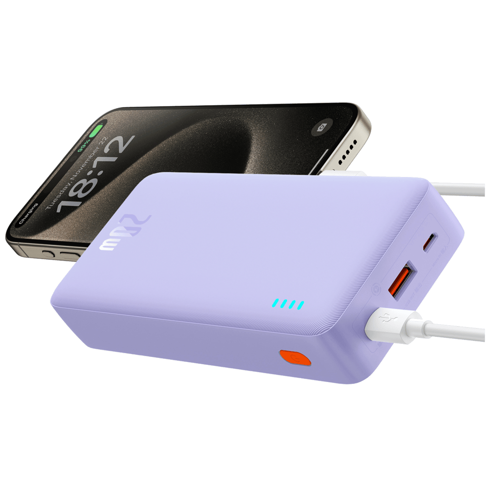 סוללת גיבוי Baseus Airpow Fast Charge 20000mAh 20W - צבע סגול שנה אחריות ע