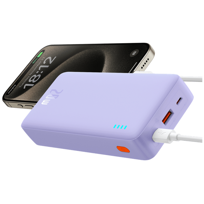 סוללת גיבוי Baseus Airpow Fast Charge 20000mAh 20W - צבע סגול שנה אחריות ע"י היבואן הרשמי