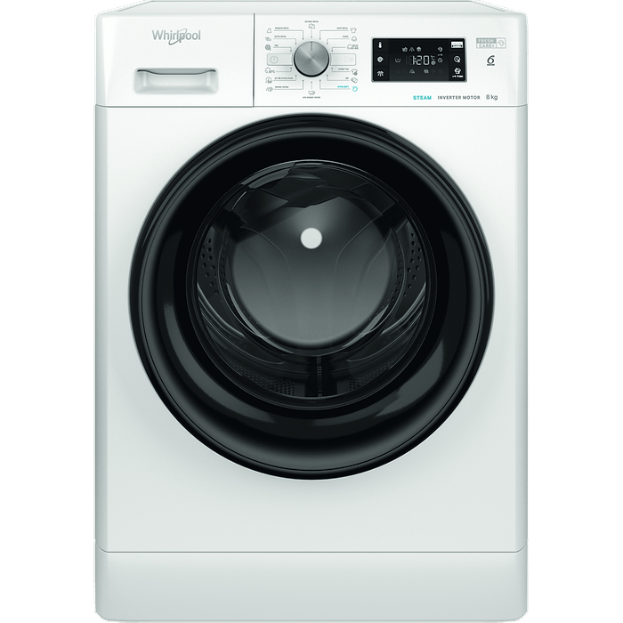 מכונת כביסה פתח חזית 8 קג Whirlpool FFB 8258 BV IL במהירות 1200 סלד - צבע לבן אחריות עי היבואן הרשמי