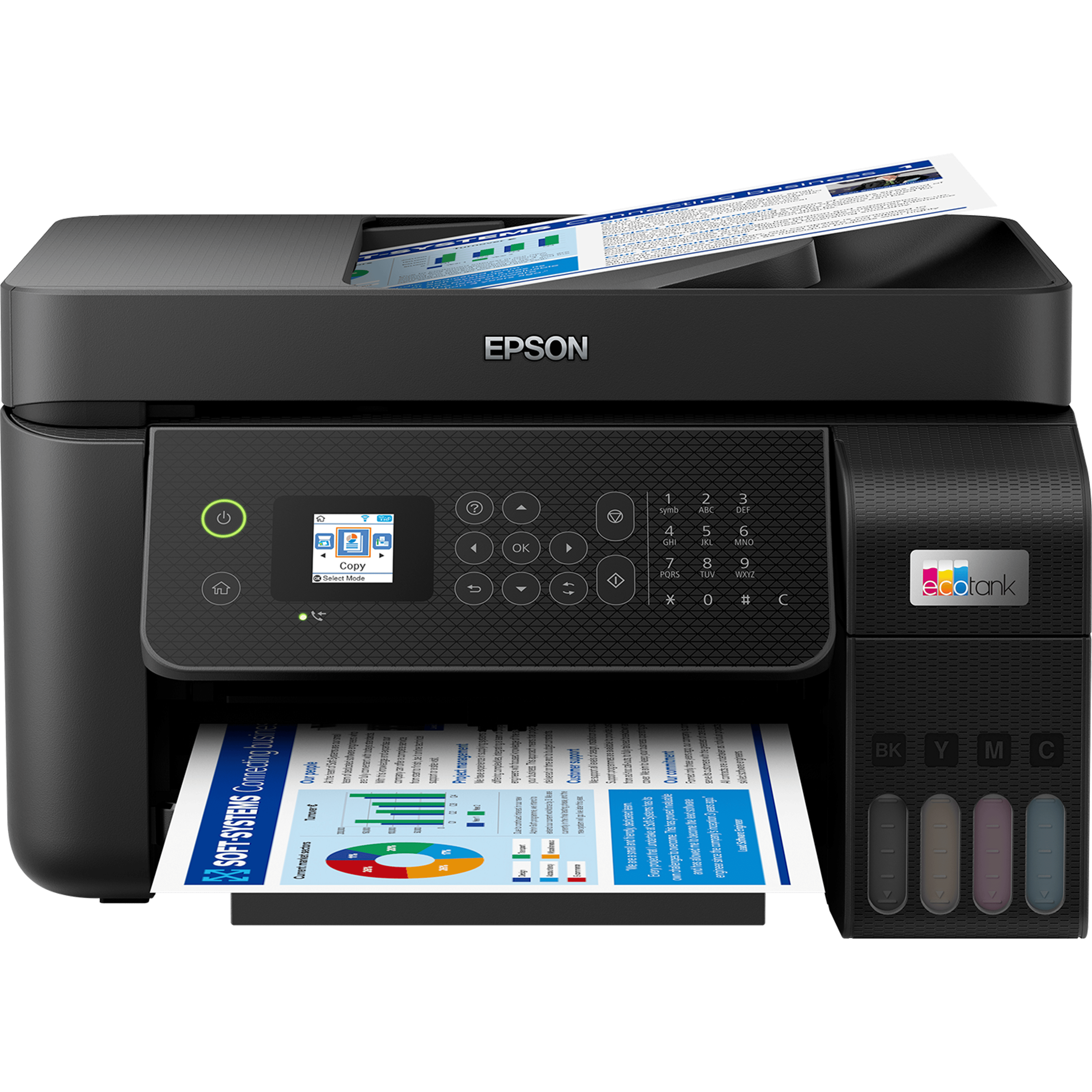 מדפסת אלחוטית משולבת 4 ב-1 עם פקס Epson EcoTank L5290 - צבע שחור שלוש שנות אחריות ע