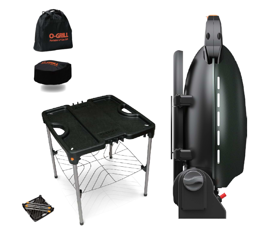 גריל גז נייד ירוק 600 O-GRILL כולל שולחן תיק נשיאה וכיסוי