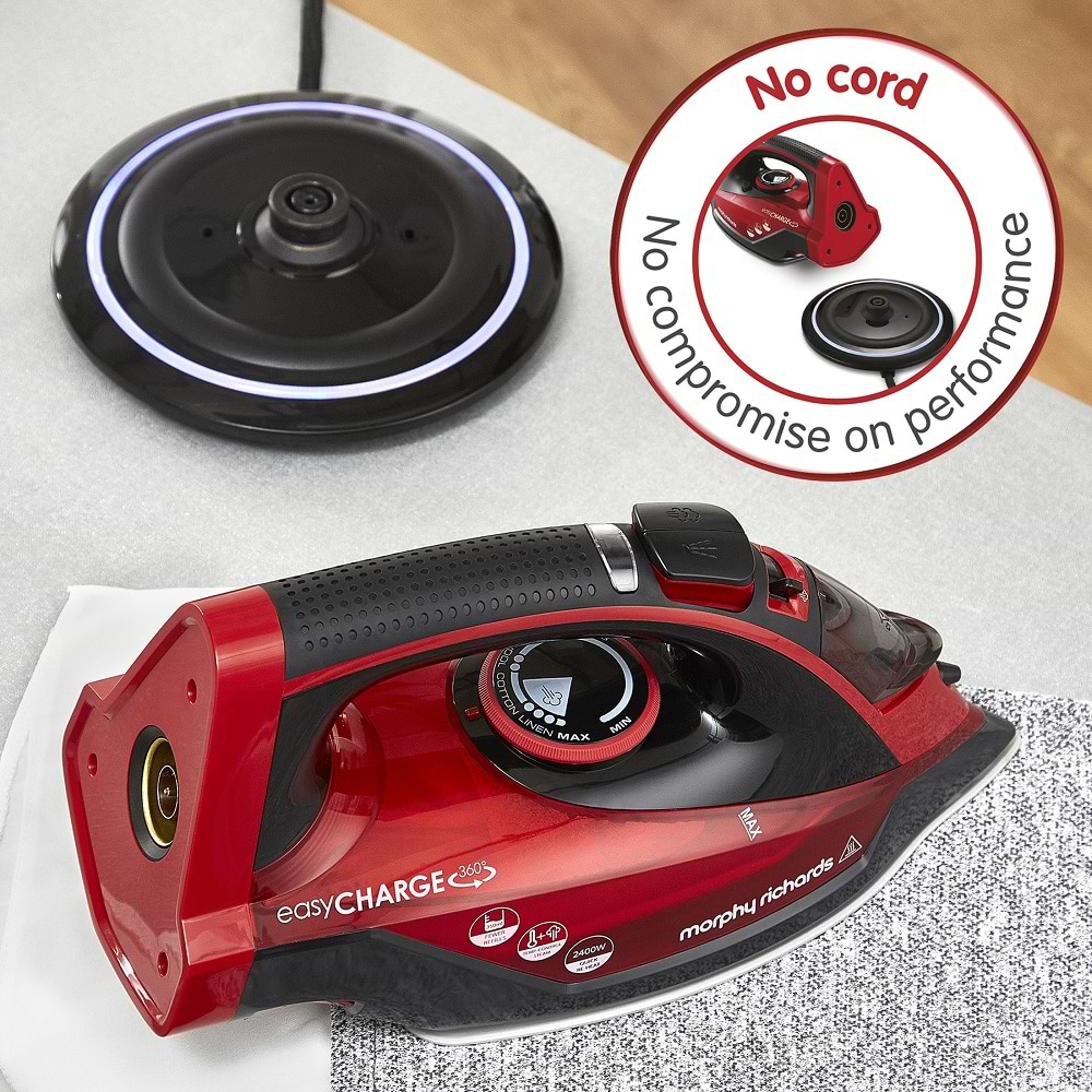 מגהץ אדים אלחוטי מבית מורפי ריצ'ארדס easy CHARGE 360 Morphy Richards 303250 | שנתיים אחריות מלאות ע