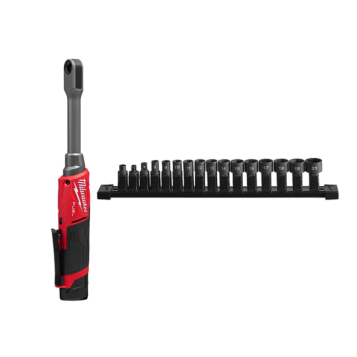 ראצ'ט 12V FUEL למקומות צרים 81Nm עם בוקסות ייעודיות – גוף בלבד Milwaukee 3050-20 / M12 FPTR