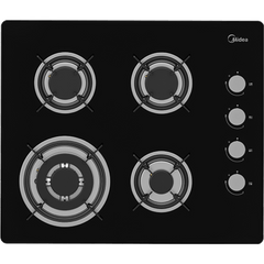 כיריים גז 60 ס"מ 4 להבות בגימור זכוכית שחורה Midea 60GL403-B- אחריות ע"י היבואן הרשמי