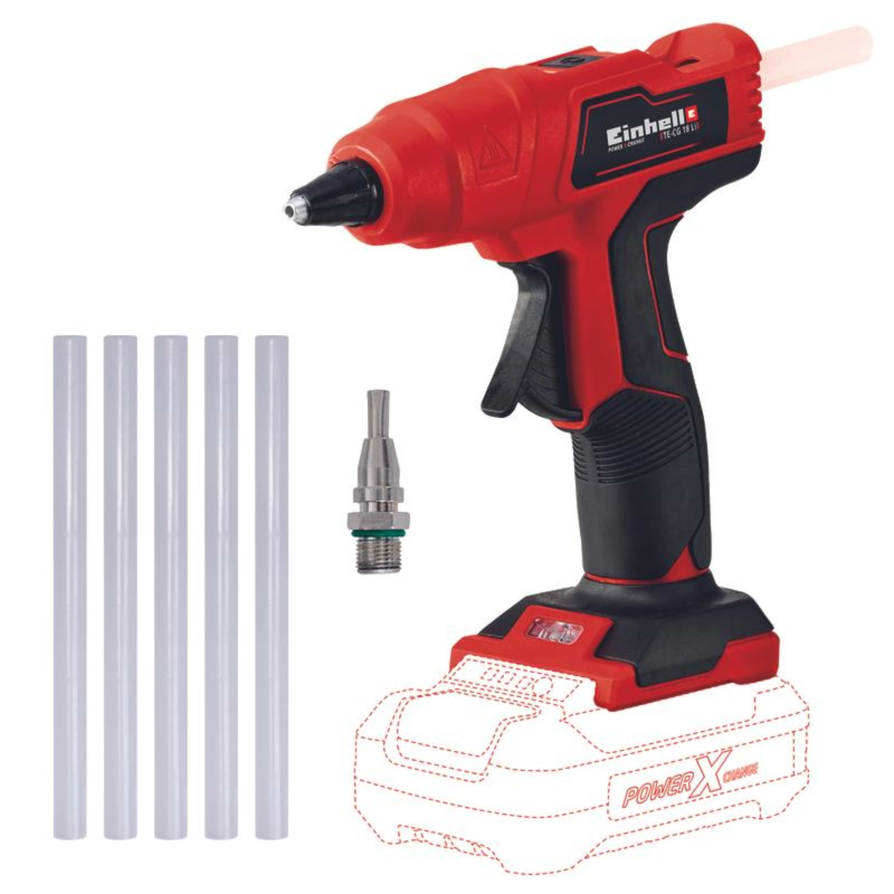 אקדח דבק חם נטען 18V + סוללה 2.5Ah ומטען TE-CG 18 LI KIT 2.5Ah Einhell