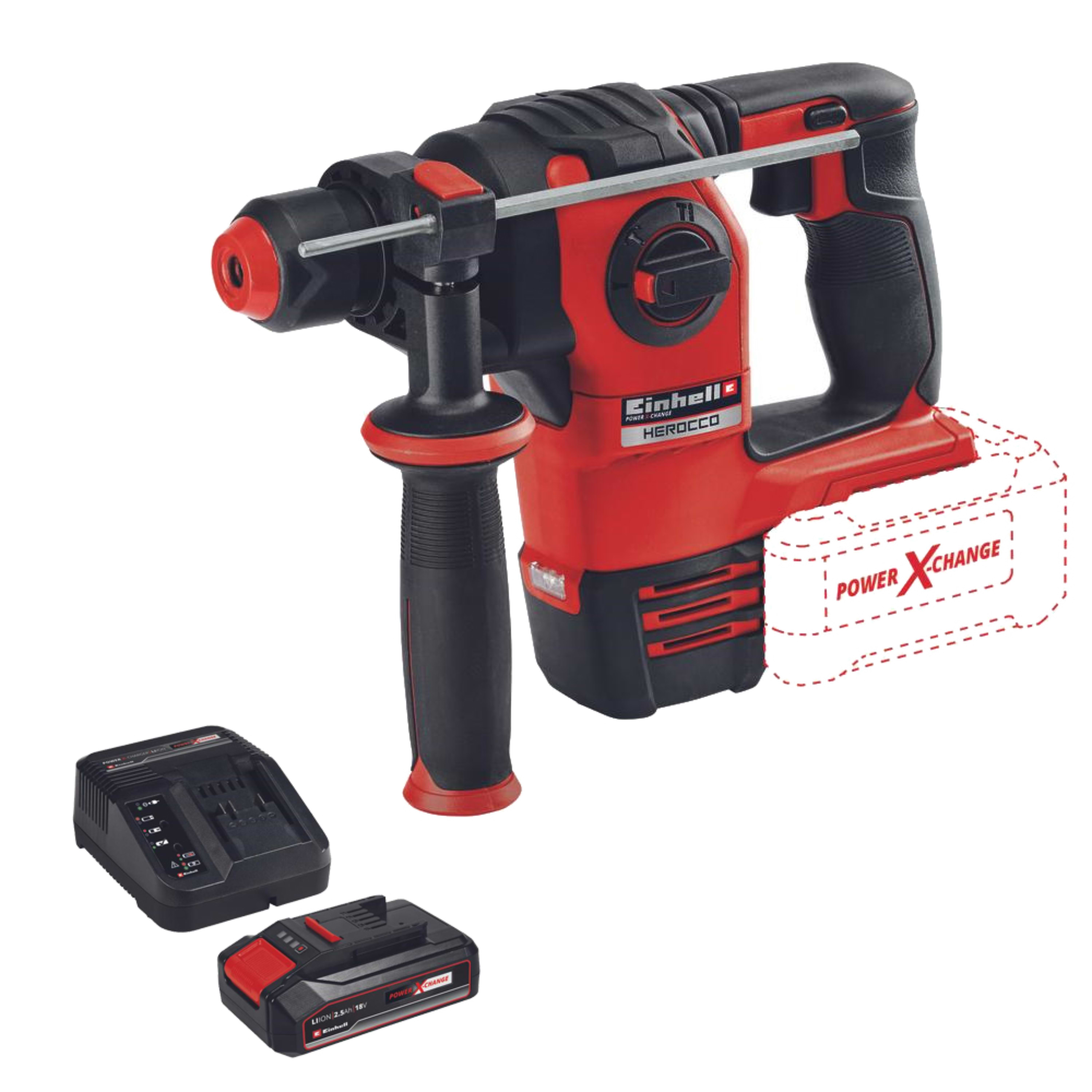 פטישון מנוע בראשלס 18V + סוללה 2.5Ah ומטען HEROCCO KIT 2.5Ah Einhell