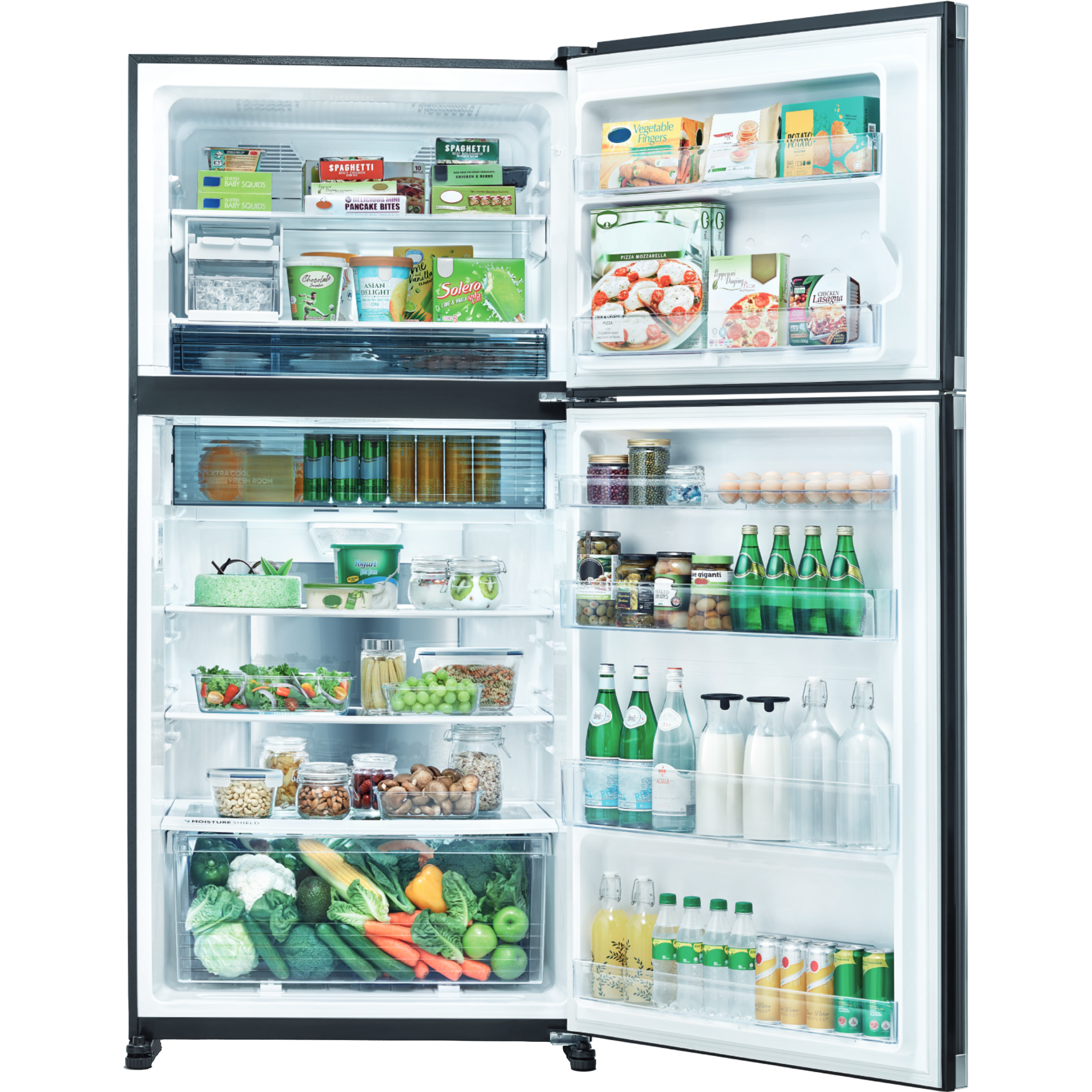 מקרר מקפיא עליון 516 ליטר נטו Sharp SJ-3650-BS עם התקן שבת - גימור נירוסטה בהירה אחריות ע