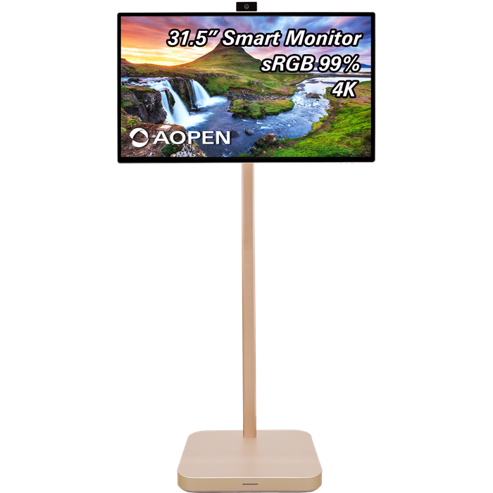 מסך מגע חכם נייד עם מצלמה מובנית 31.5'' AOPEN 32S1U Pro VA 4K UHD - צבע זהב שלוש שנות אחריות עי היבואן הרשמי