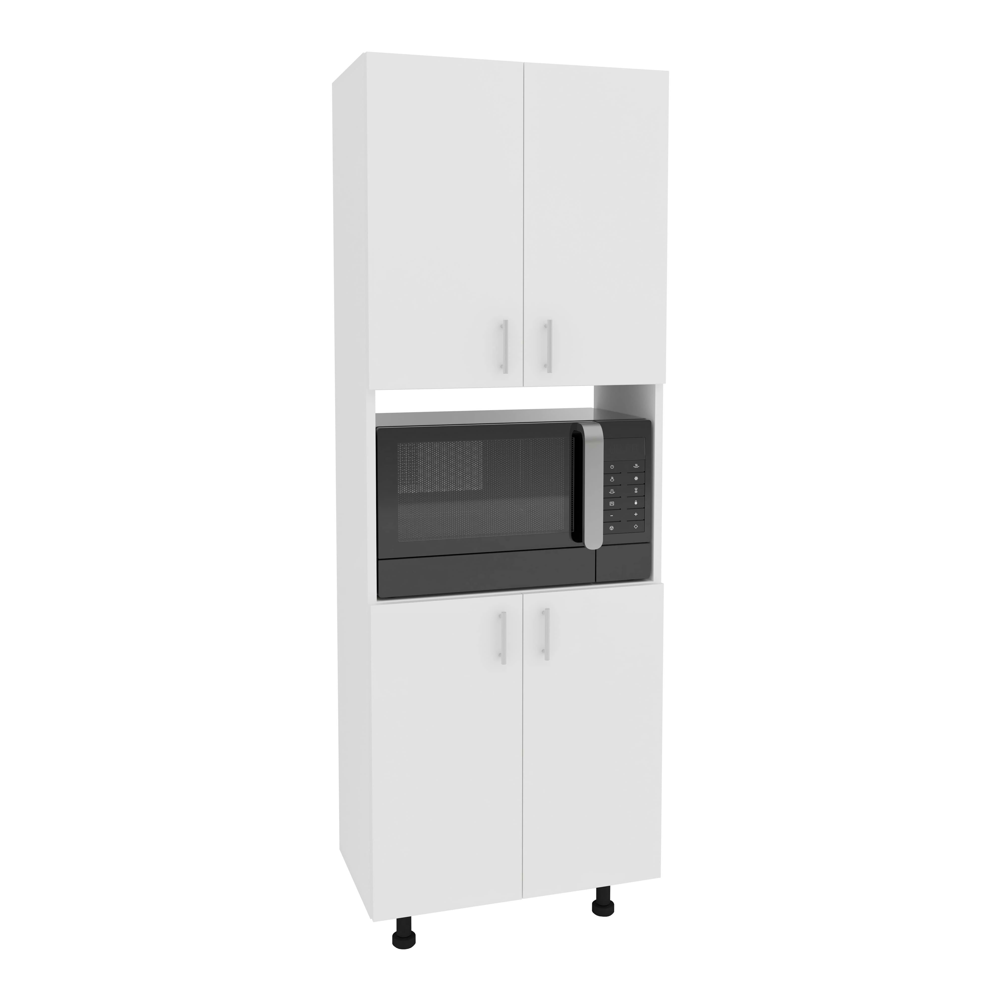 ארון שירות עם מקום למיקרוגל אלירן Tudo Design - צבע לבן שלג