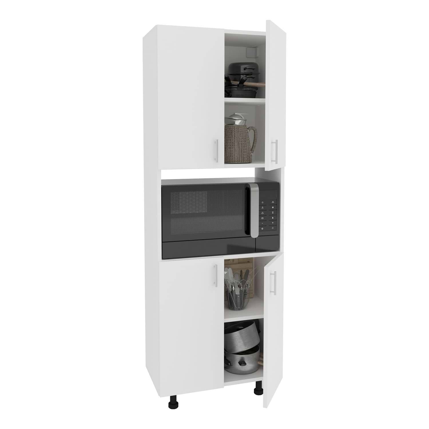 ארון שירות עם מקום למיקרוגל אלירן Tudo Design - צבע לבן שלג
