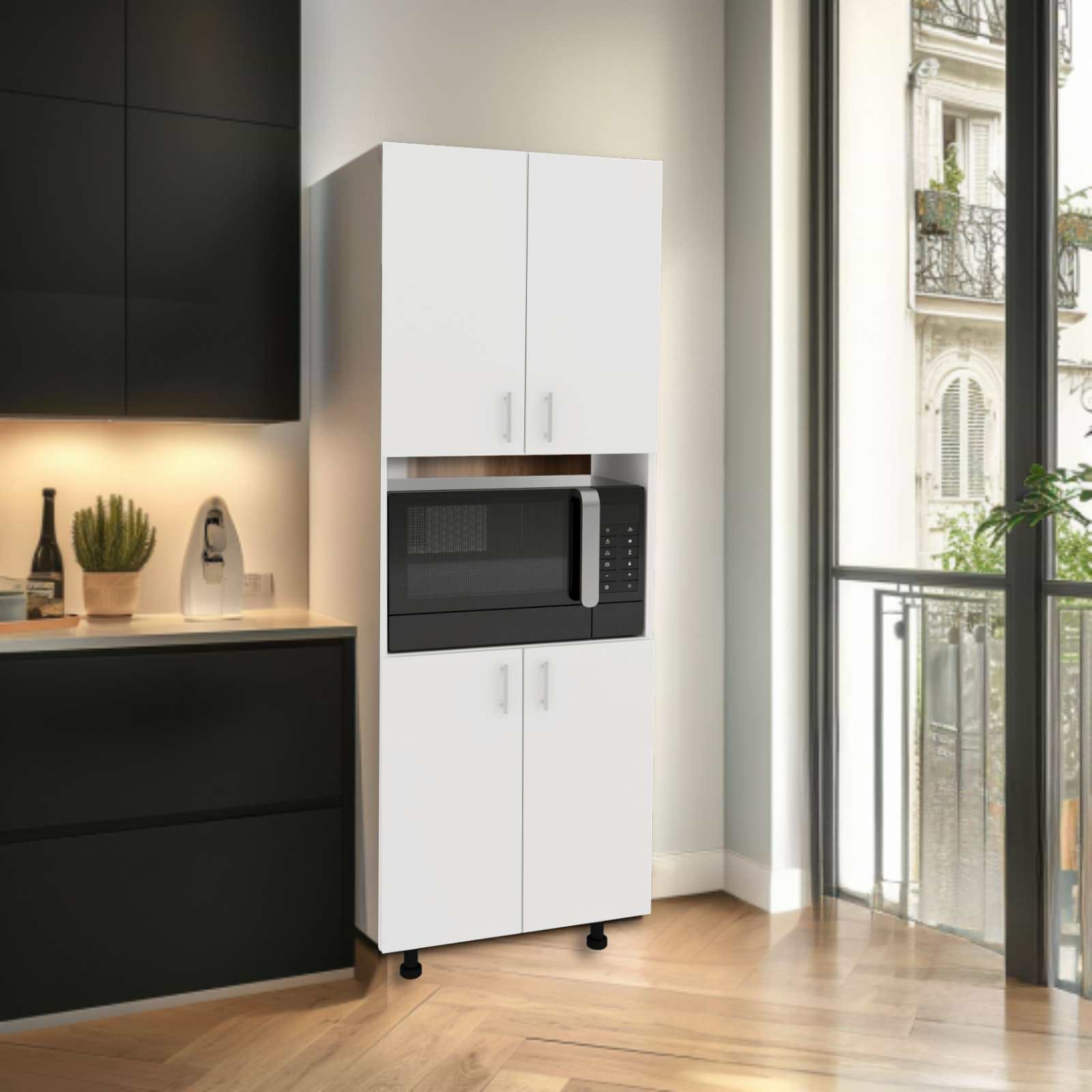 ארון שירות עם מקום למיקרוגל אלירן Tudo Design - צבע לבן שלג