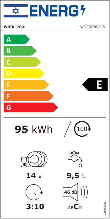 מדיח כלים אינטגראלי מלא WRIC3C26PF Whirlpool