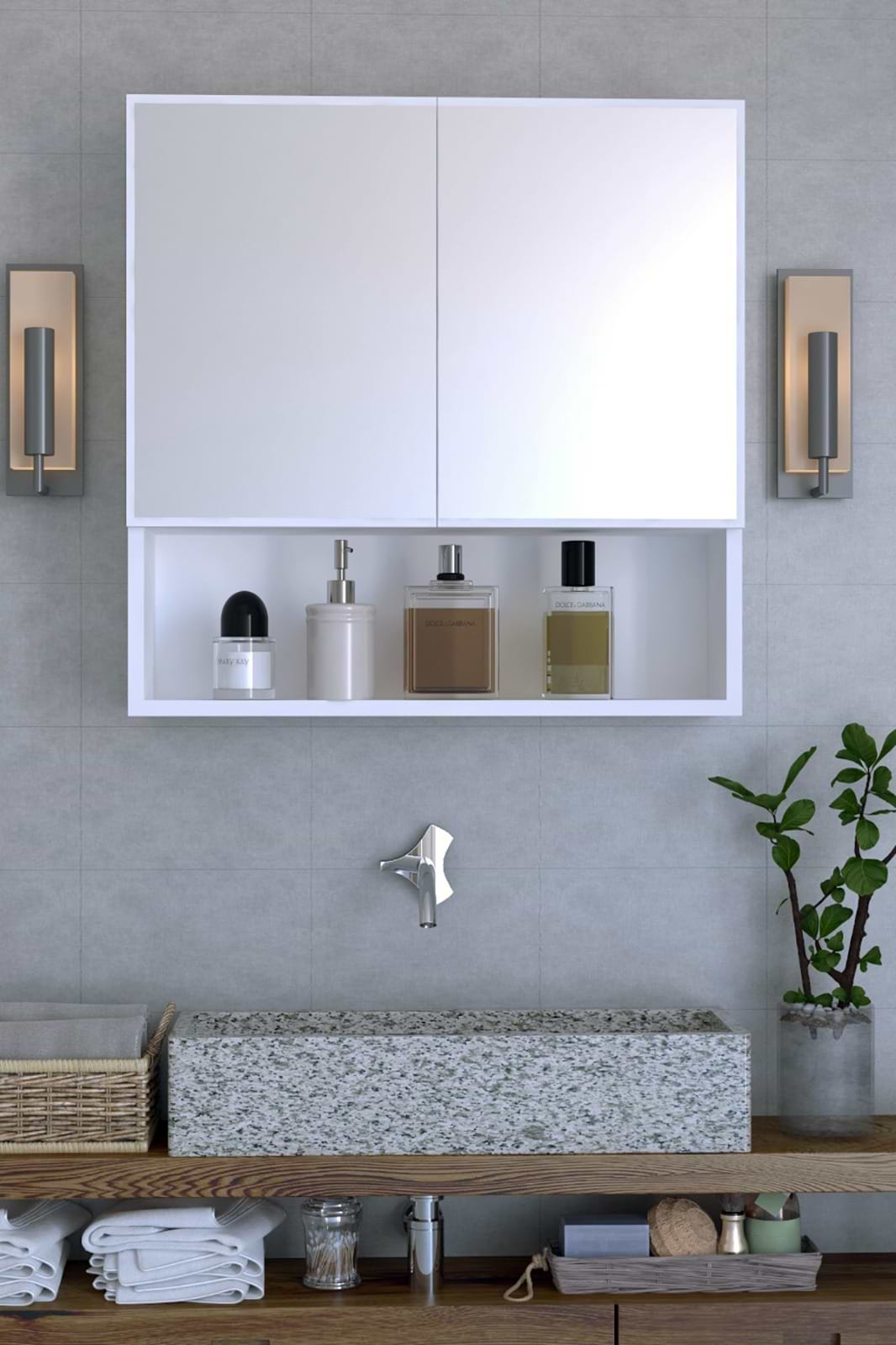 ארונית אמבטיה הילטון Tudo Design - צבע לבן 