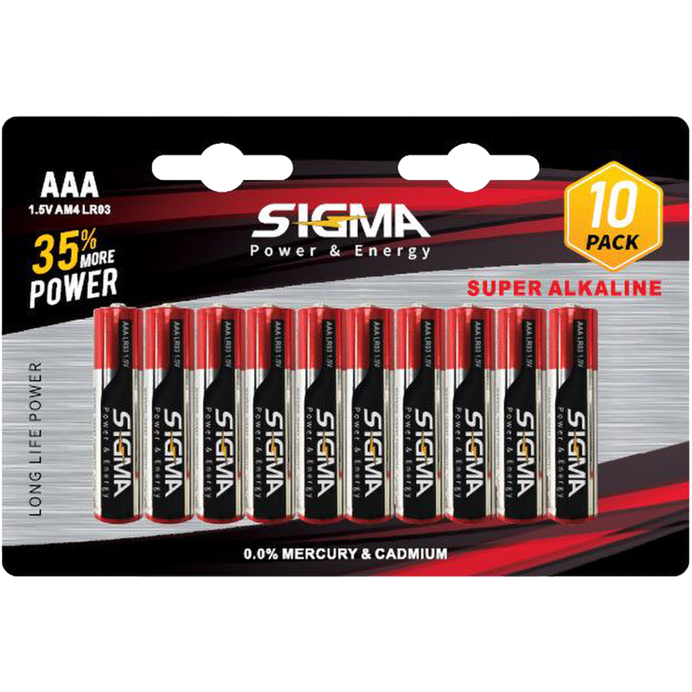 מארז 10 סוללות Sigma Super Alkaline AAA LR03