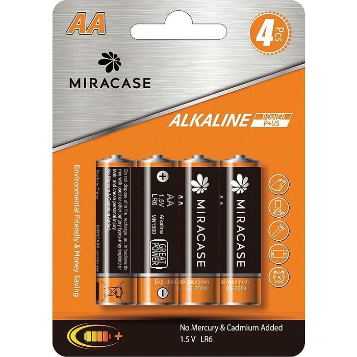 סט 4 סוללות מירקאס דגם MIRACASE ALKALINE AA 59141-004-02 
