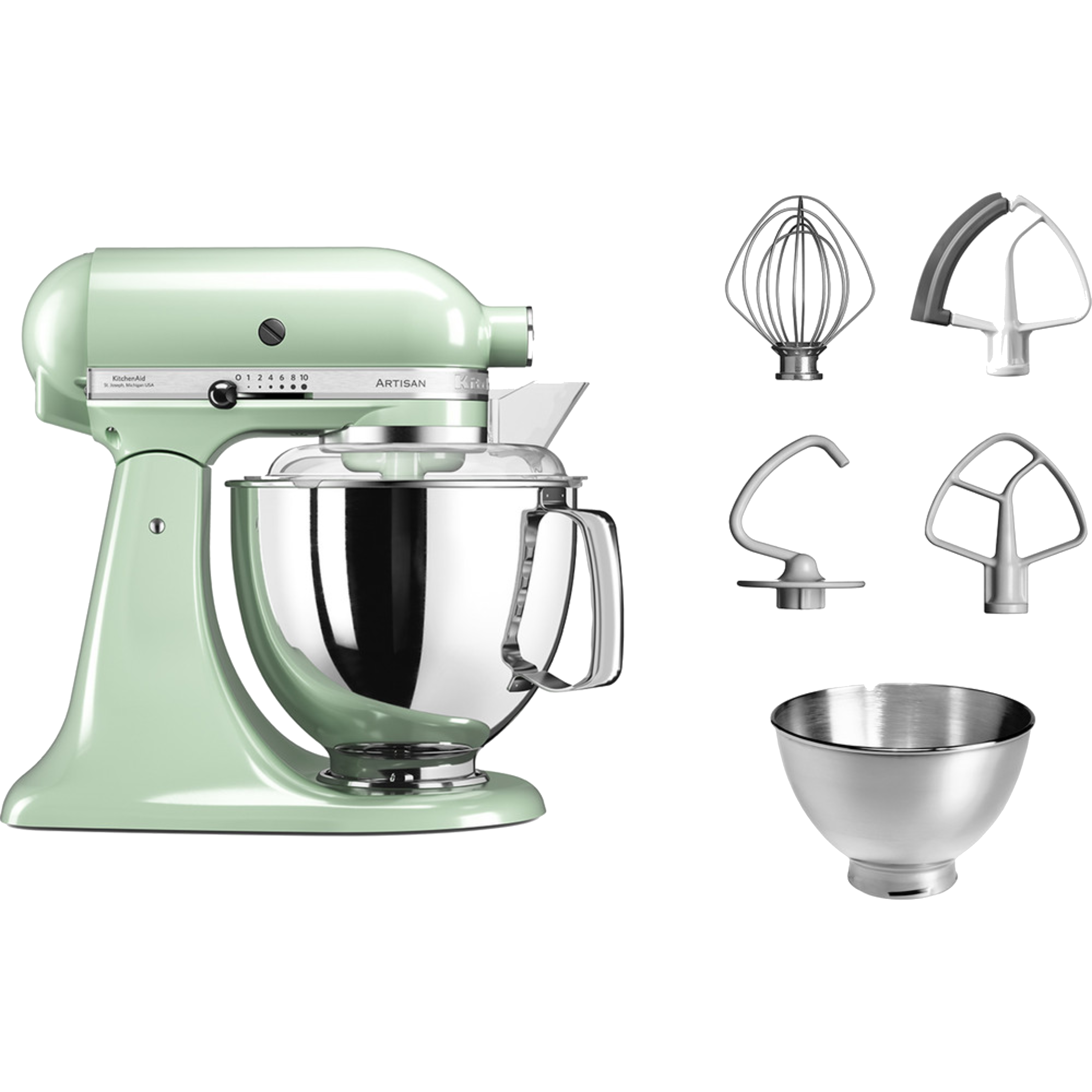 מיקסר עם זוג קערות בנפחים שונים KitchenAid 5KSM175EIPT צבע פיסטוק  - אחריות ע