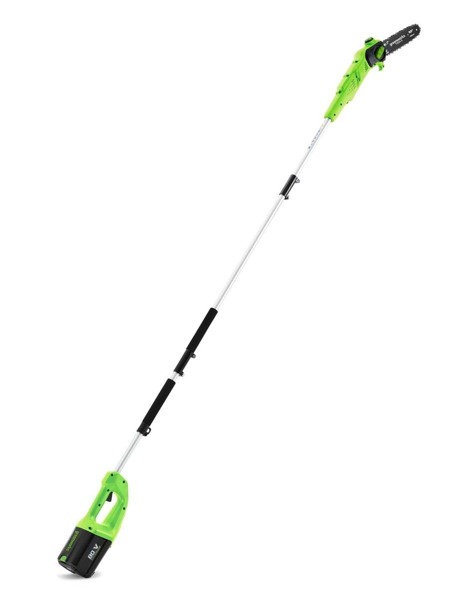 מסור שרשרת גבהים 80V + סוללה 2Ah + מטען מהיר Greenworks