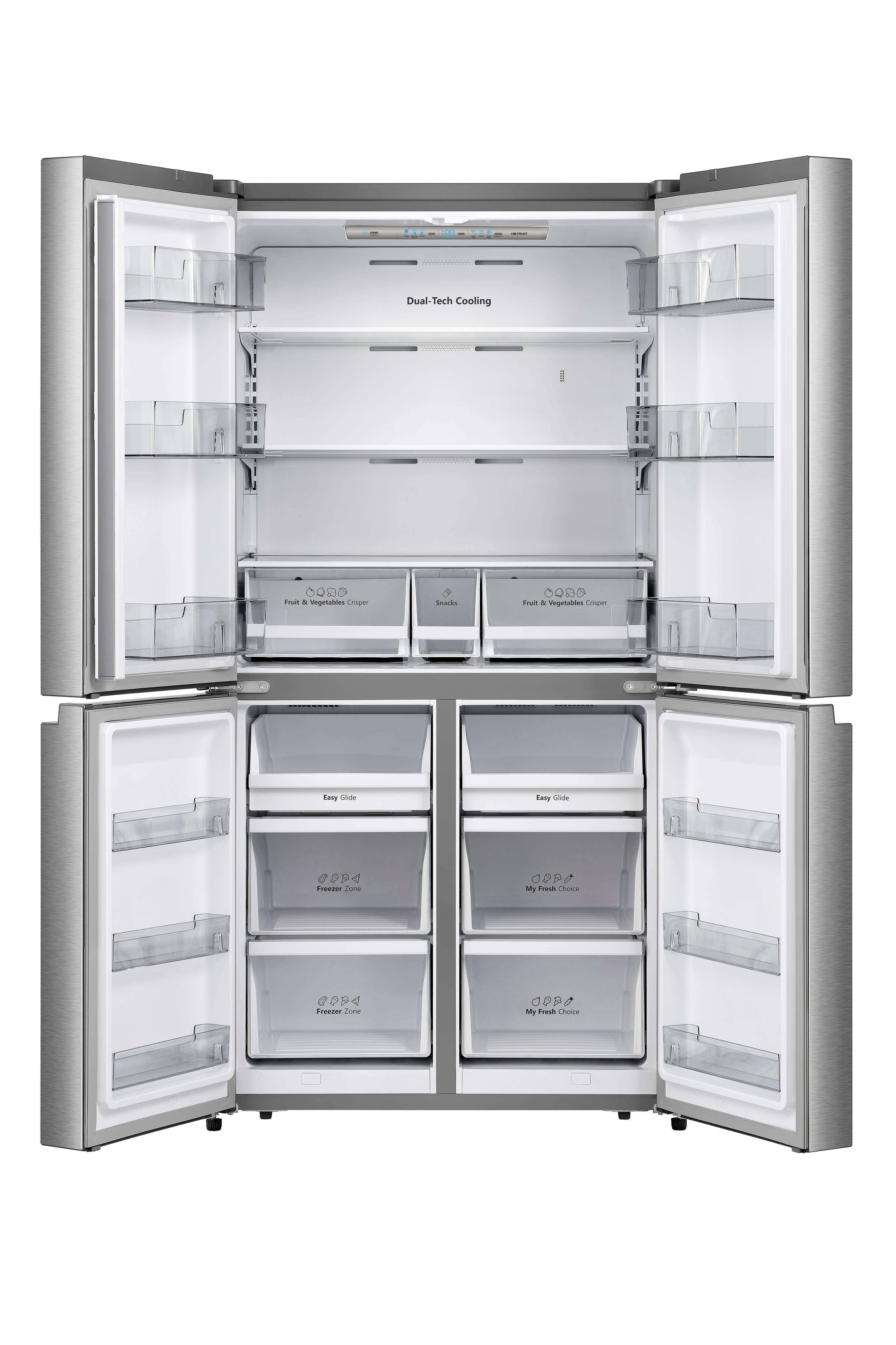 מקרר 4 דלתות מקפיא תחתון 609 ליטר Hisense RQ72-B עם מנגנון שבת מהדרין - גימור נירוסטה שחורה שנה אחריות ע