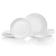 סט צלחות 12 חלקים ל-4 סועדים של קורנינג דגם Linen Weave תוצרת ארה"ב – הצלחות החזקות בעולם!