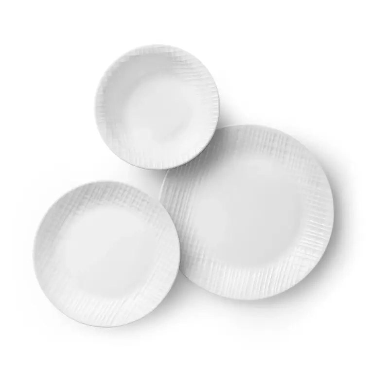 סט צלחות 12 חלקים ל-4 סועדים של קורנינג דגם Linen Weave תוצרת ארה