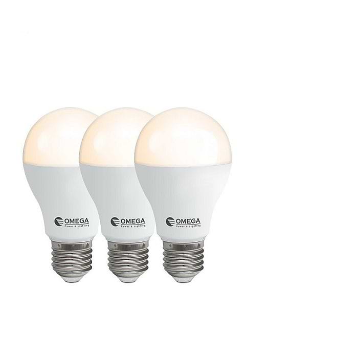 מארז שלישיה אור לבן חם לד דגם OMEGA E27 A60 15W